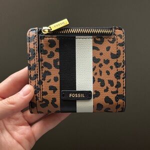 Fossil Animal Print Wallet with Black and White Accents